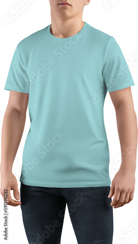Canvas bella green t-shirt mockup on guy, png, front view