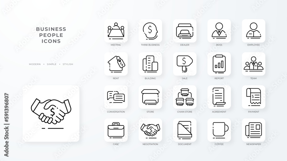 Business people icons with black outline style. arrow, management, social, team, teamwork, avatar, bank. Vector Illustration