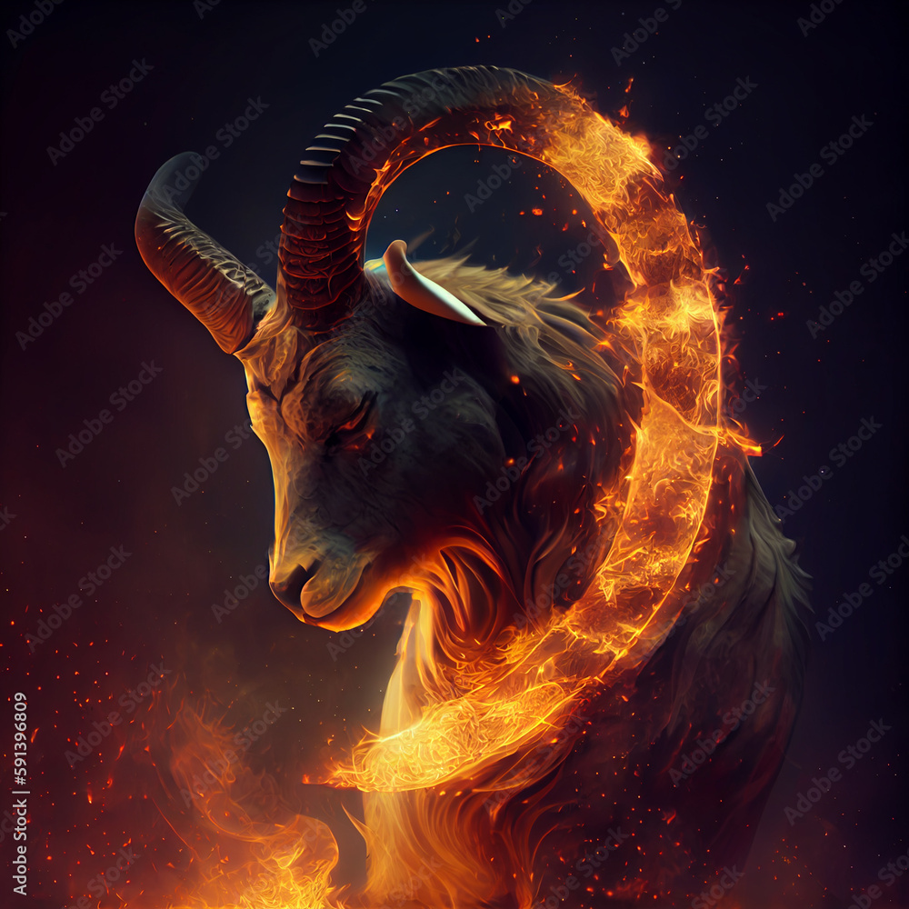 The zodiac sign Capricorn of is in a fiery environment, fire and energy