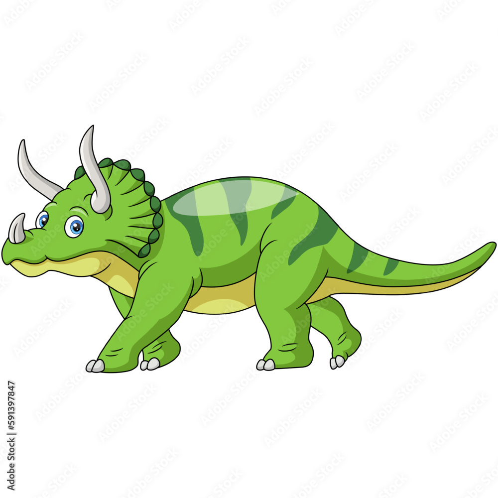 Fototapeta premium Cute triceratops cartoon on white background