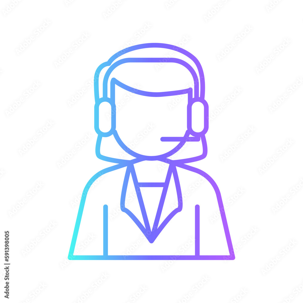 Customer service business people icons with purple blue outline style. information, online, sign, headset, agent, line, office. Vector Illustration Customer service business people icons with purple blue outline style. information, online, sign, headset, agent, line, office. Vector Illustration