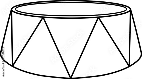 vector illustration of a red circus podium, circus accessories, circus equipment, doodle and sketch