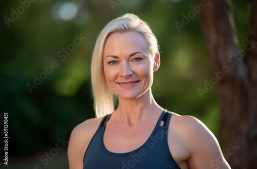 Smiling sporty fitness female Generative AI
