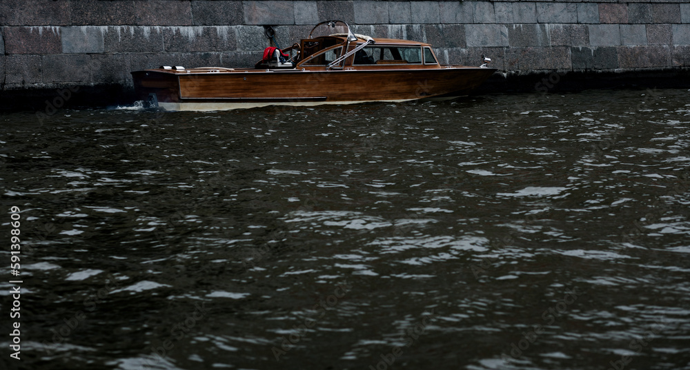 luxury boat in canal.