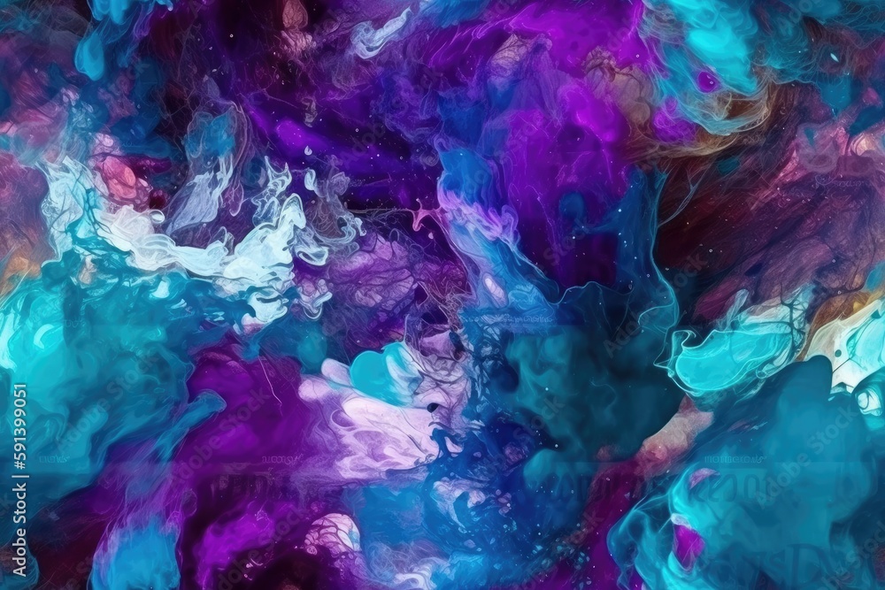 Purple and Blue Exploding Clouds of Color Underwater Oil Colors Seamless Repeating Repeatable Texture Pattern Tiled Tessellation Background Image