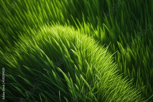 lush green grass field with a sunny blue sky in the background. Generative AI