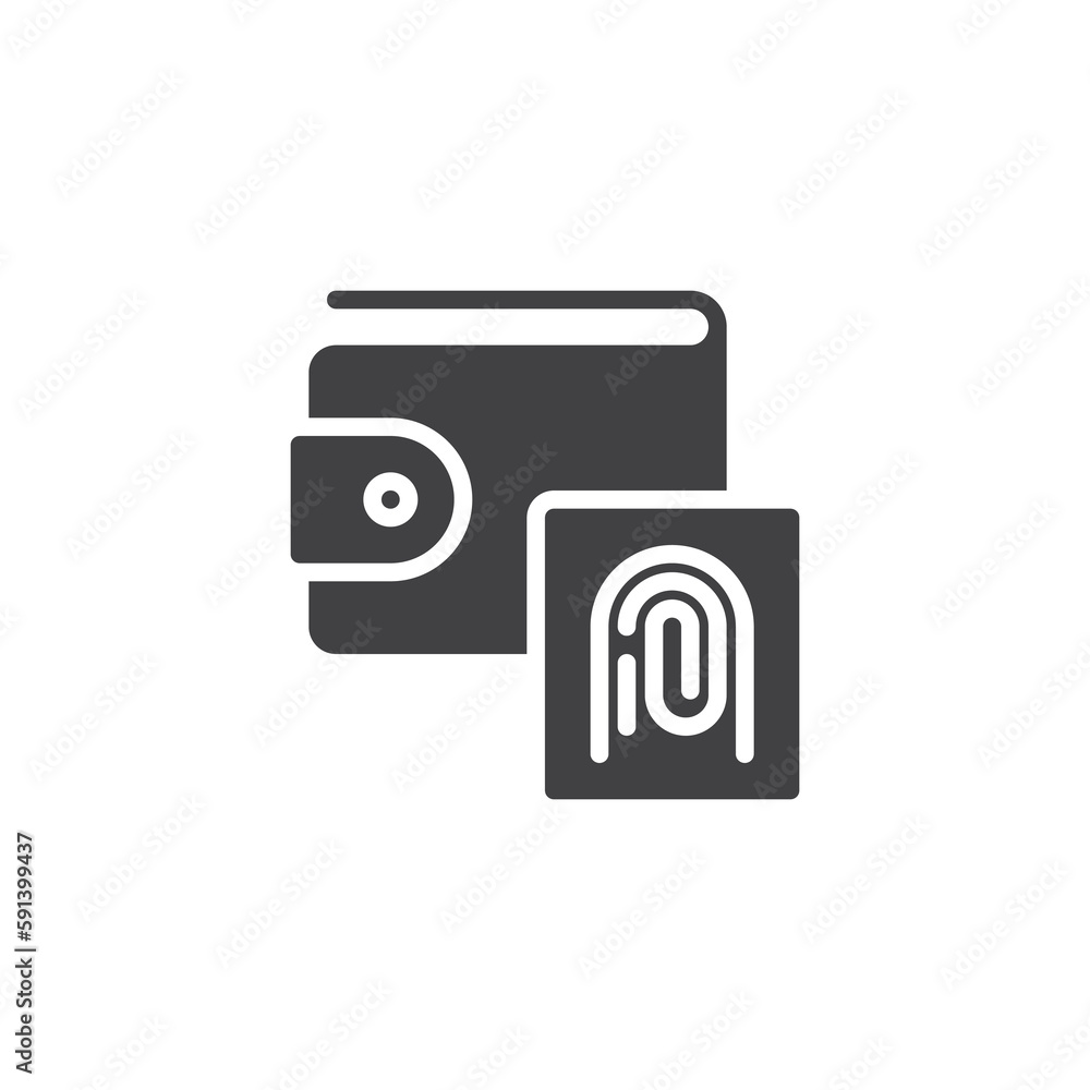 Wallet and fingerprint vector icon Wallet and fingerprint vector icon