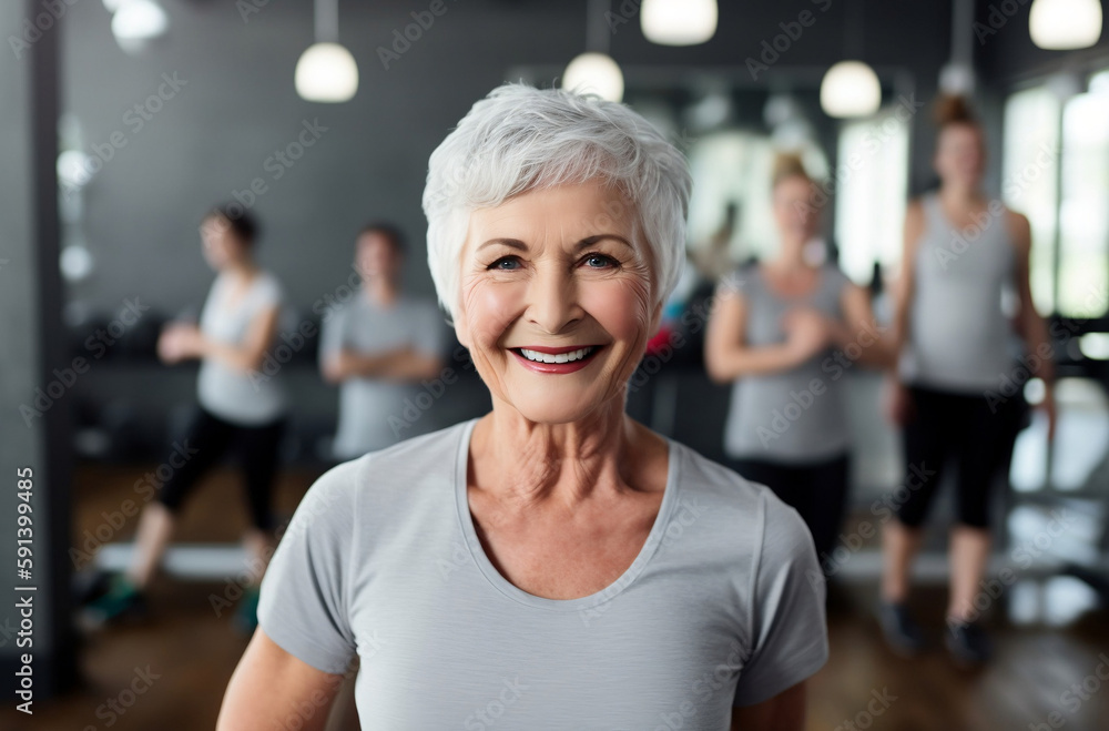 Smiling senior fitness woman Generative AI Smiling senior fitness woman Generative AI