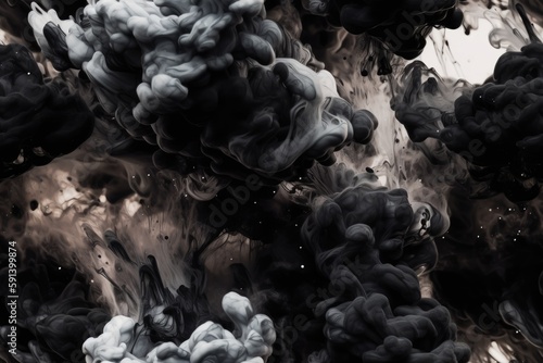 Black and White Exploding Clouds of Color Underwater Oil Colors Seamless Repeating Repeatable Texture Pattern Tiled Tessellation Background Image