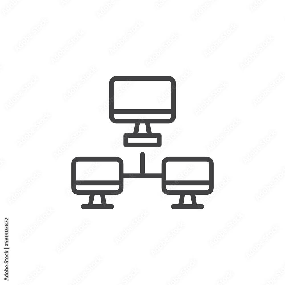 Computer network line icon Computer network line icon