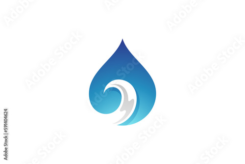 Wave water drop simple logo concept
