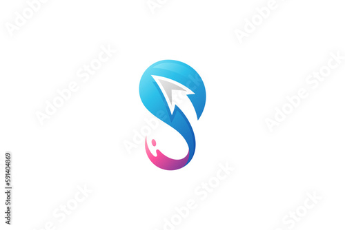 S logo with up arrow