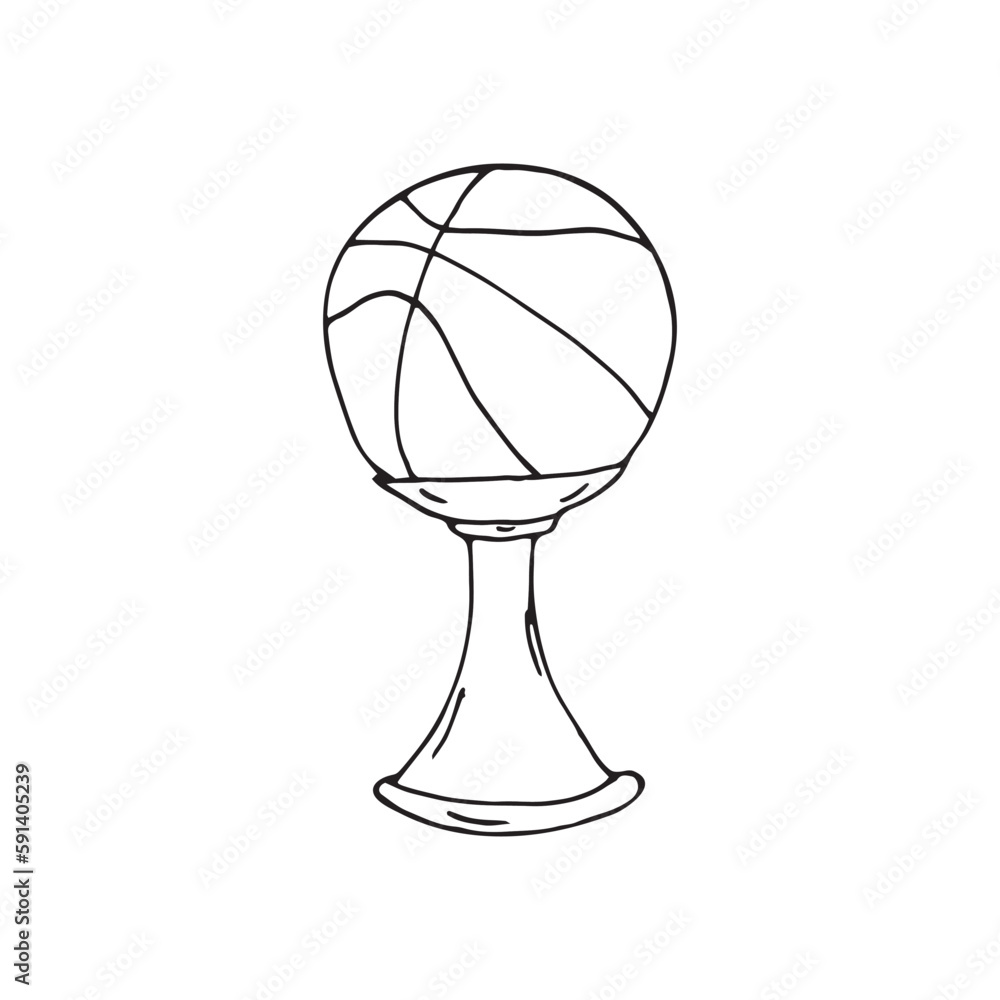 hand drawn basketball cup in doodle style hand drawn basketball cup in doodle style