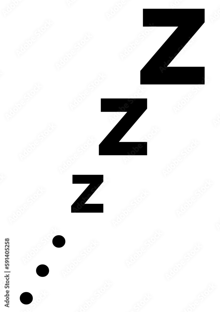 Zzz sleep snore text vector icon. Night sleepy noise sound illustration. Black simple sign for comics isolated on white background. Zzz sleep snore text vector icon. Night sleepy noise sound illustration. Black simple sign for comics isolated on white background.