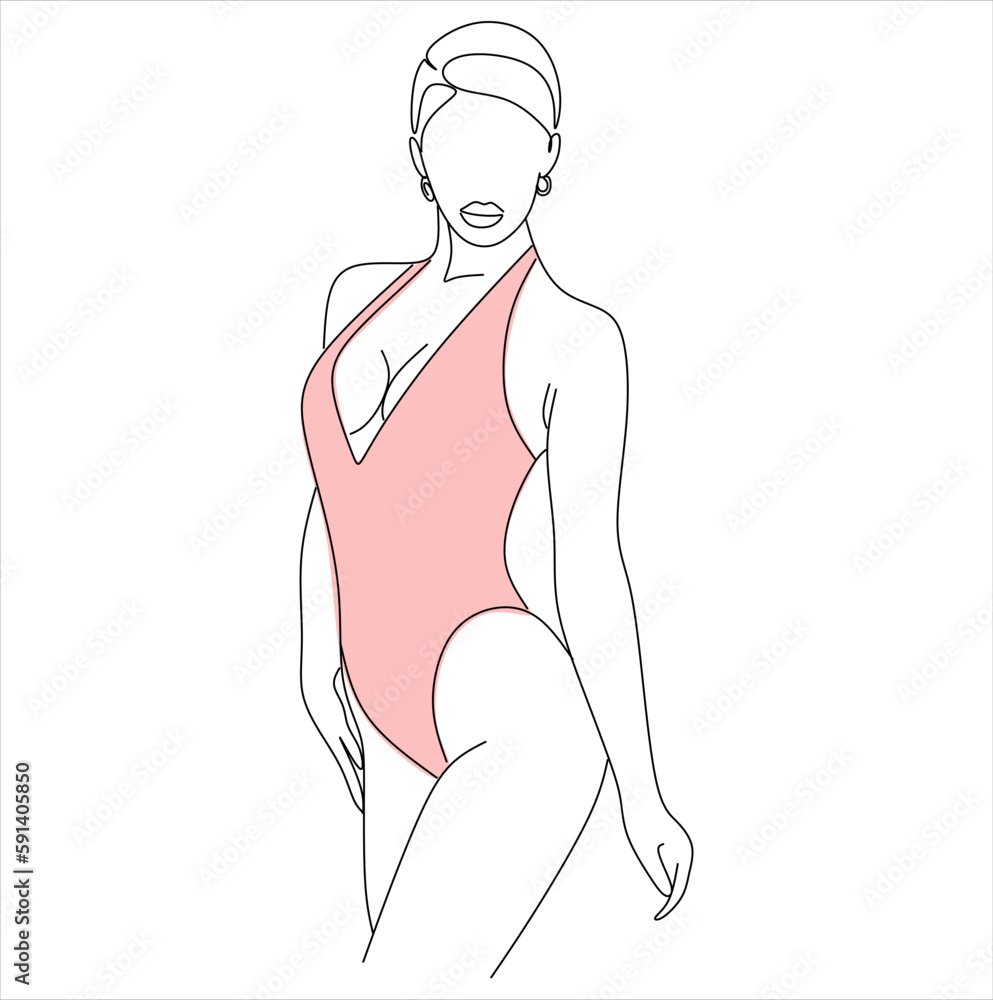 Female vector abstract silhouette in a bra and panties. Woman in pink lingerie vector illustration. Female vector abstract silhouette in a bra and panties. Woman in pink lingerie vector illustration.