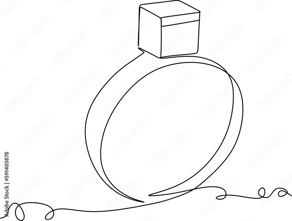 Continuous one line of elegant design glass jar of perfume in silhouette on a white background. Linear stylized.Minimalist. Continuous one line of elegant design glass jar of perfume in silhouette on a white background. Linear stylized.Minimalist.