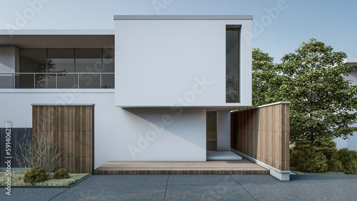 Fototapeta Naklejka Na Ścianę i Meble -  Architecture 3d rendering illustration of minimal house