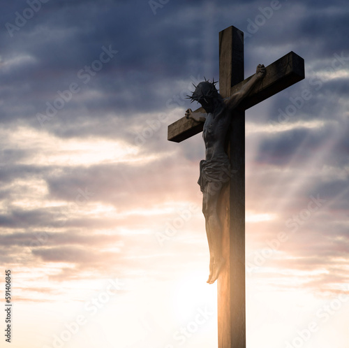 Fotografie, Tablou Crucified Christ hangs on the cross