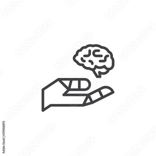 Brain simulation line icon