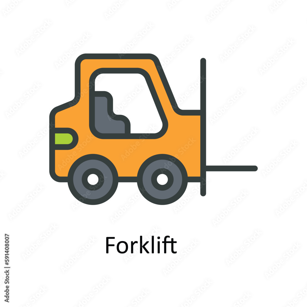 Forklift  Vector Fill outline Icons. Simple stock illustration stock