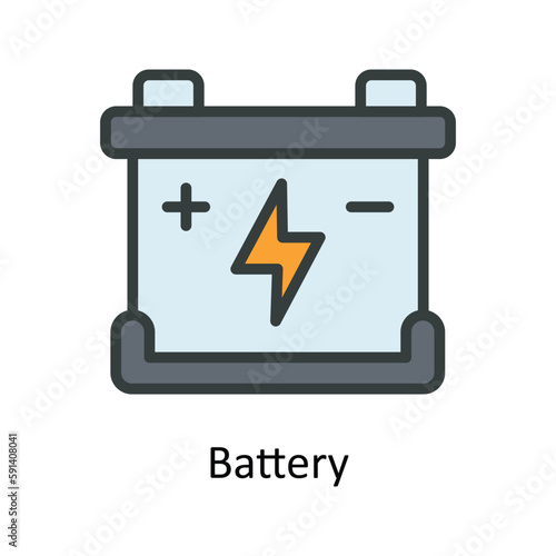 Battery Vector Fill outline Icons. Simple stock illustration stock