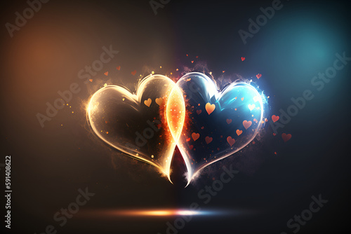  Heart Shaped Fantasy Background,Heart background,Love theme ,Valentines day,Lovers theme,love valentine, love, day, shape, light, romantic,, Art created by Generative AI