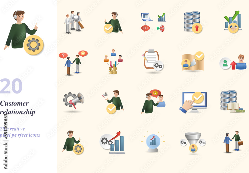 Customer relationship set. Creative icons: consumer behaviour, customer support, crm software, data enrichment, business relations, customer service, demand generation, contract management, customer Customer relationship set. Creative icons: consumer behaviour, customer support, crm software, data enrichment, business relations, customer service, demand generation, contract management, customer