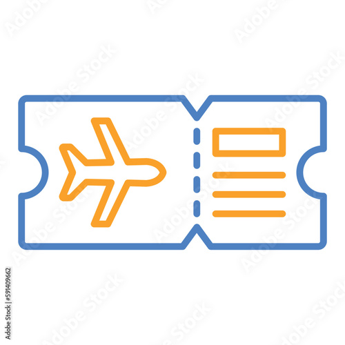 Plane ticket Blue & Orange Line Icon