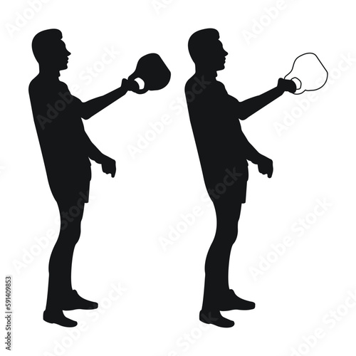 Set silhouettes athletes weight lifter lift kettlebell, weights. Weight lifting. Pull, push, bench press