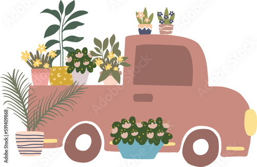 Aesthetic Beige Flower Shop Decoration Illustration