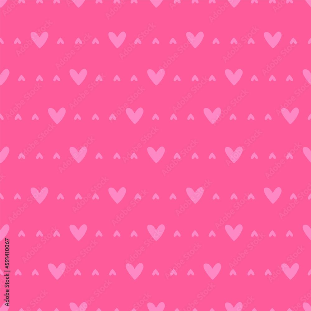 Pink seamless pattern with pink hearts