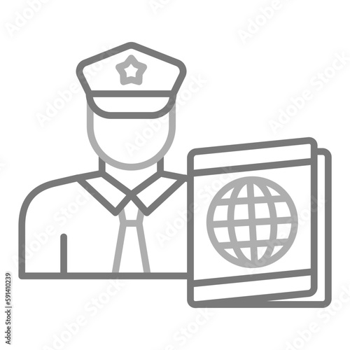 Passport control Greyscale Line Icon