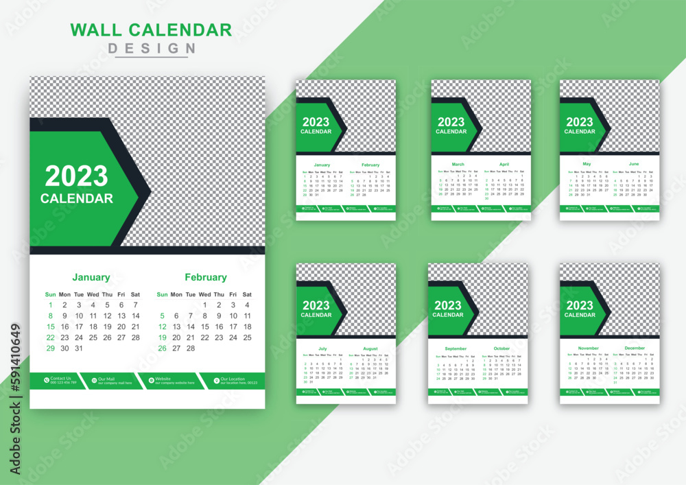 2023 new year page wall calendar in corporate business