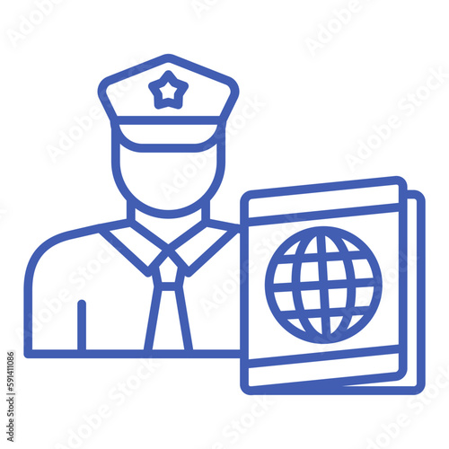 Passport control Multicolor Line Icon