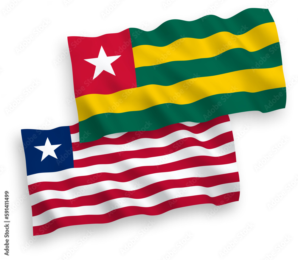 Obraz premium Flags of Togolese Republic and Liberia on a white background