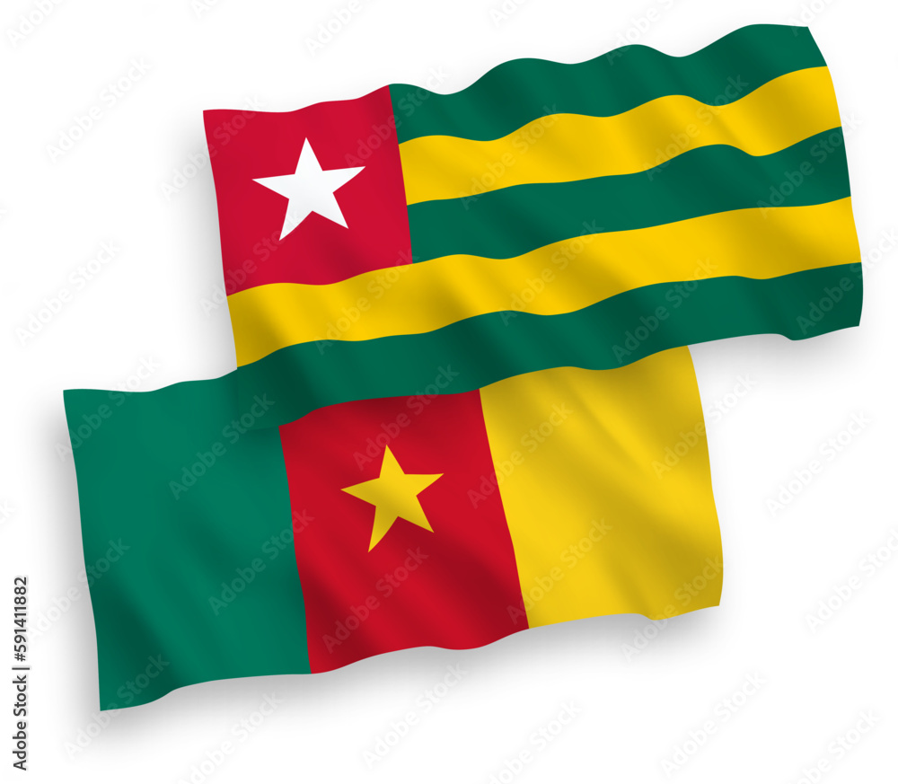 Flags of Togolese Republic and Cameroon on a white background Flags of Togolese Republic and Cameroon on a white background