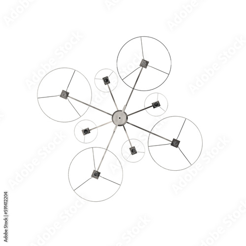 chandelier on the ceiling isolated on transparent background, hanging lamp, pendant light, 3D illustration, cg render 