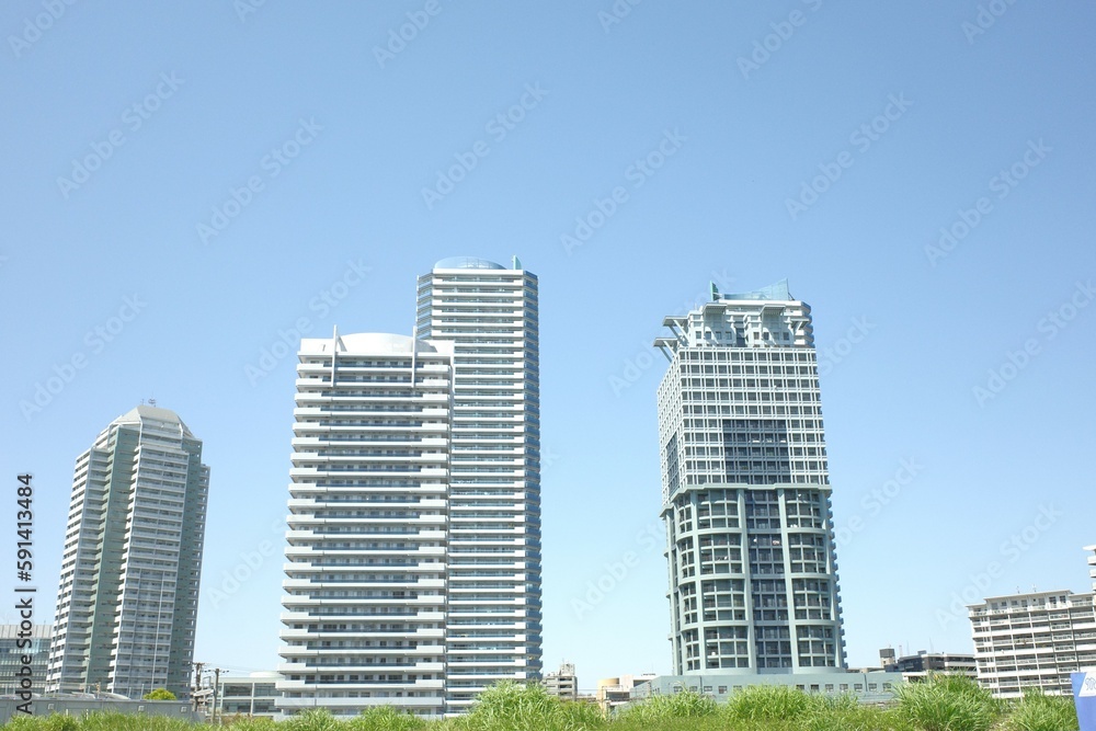 skyscrapers in downtown city