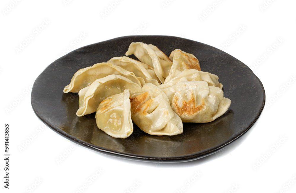 Gyoza Chinese Dumplings Isolated, Fried Vegetable Jiaozi, Chicken Momo Pile, Asian Gyoza Group