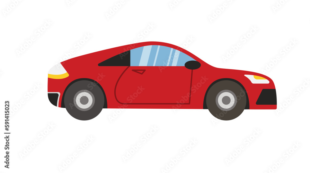 Concept Car. This is a flat vector cartoon concept illustration of a red car on a white background, commonly used in web design. Vector illustration.