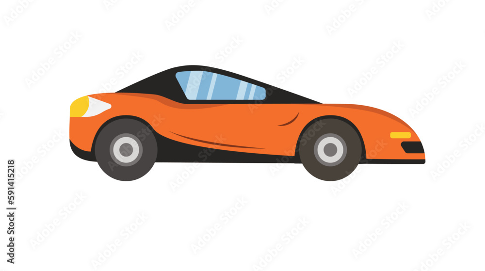 Concept sport car. This is a flat vector cartoon concept illustration of a sporty orange car on a white background, commonly used in web design. Vector illustration. Concept sport car. This is a flat vector cartoon concept illustration of a sporty orange car on a white background, commonly used in web design. Vector illustration.