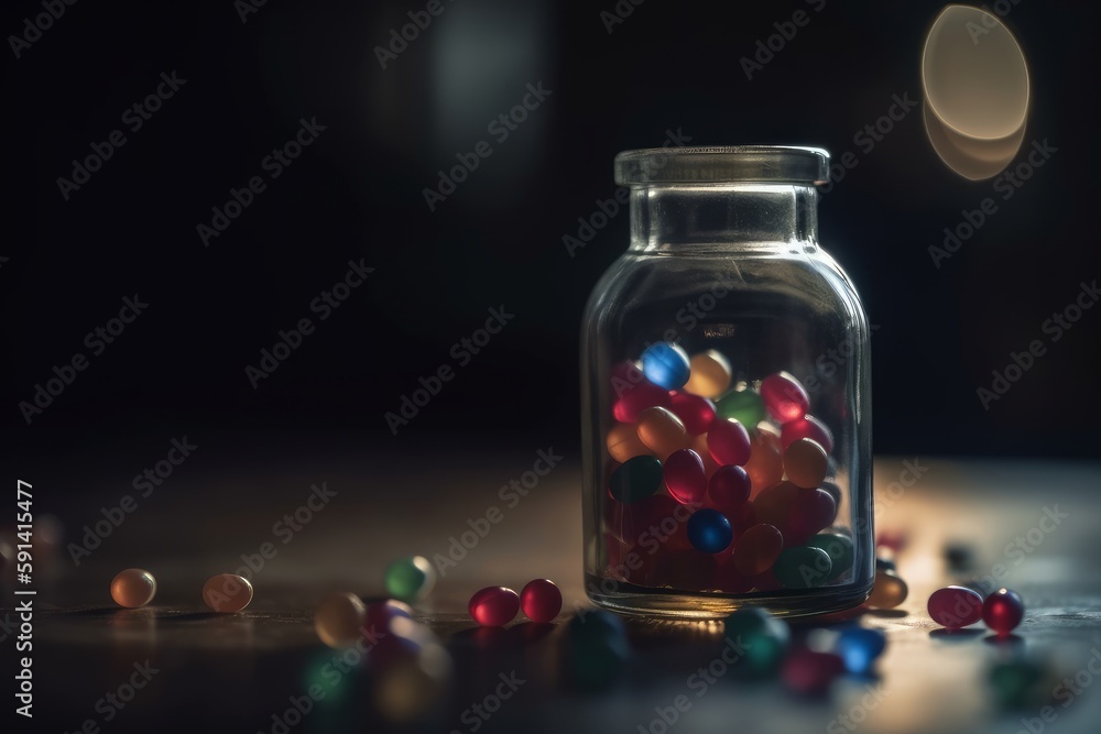 A bottle of medical pills ai generative illustration A bottle of medical pills ai generative illustration
