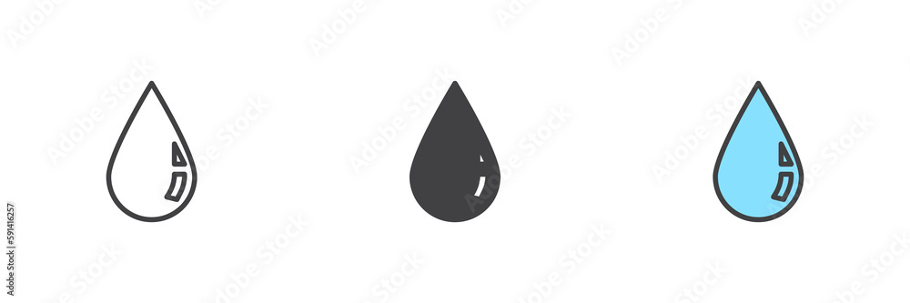 Rain drop different style icon set Rain drop different style icon set