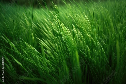 lush green grass field up close. Generative AI