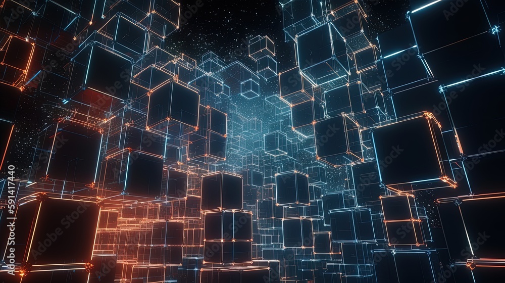 3D rendering of abstract technology concept. Digital data transfer and communication.Generative Ai 3D rendering of abstract technology concept. Digital data transfer and communication.Generative Ai