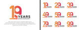 set of anniversary logo style orange color on white background for celebration