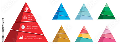 Business and Marketing Concepts, Vector Set of Steps of Pyramid Diagram Infographics Background or Template Diagram with Copy Space for Add Content.