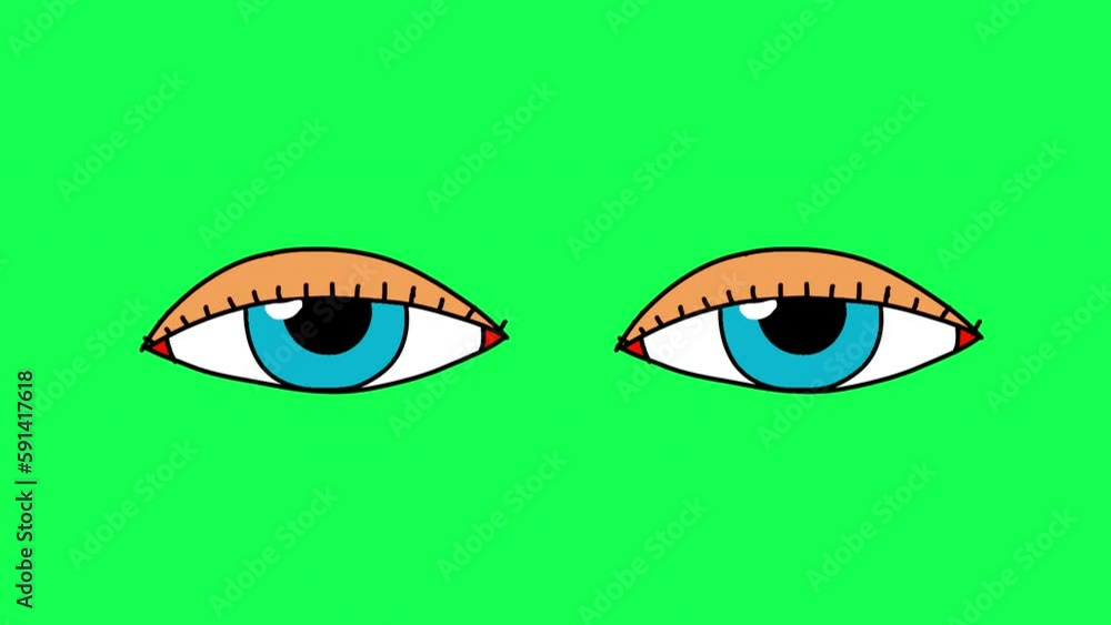 Cute cartoon eyes looking around and blinking. 2d looped animation with