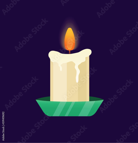 Concept Magic element candle. A spellbinding flat vector illustration designed for web use, displaying a magical cartoon concept on a dark background. Vector illustration.