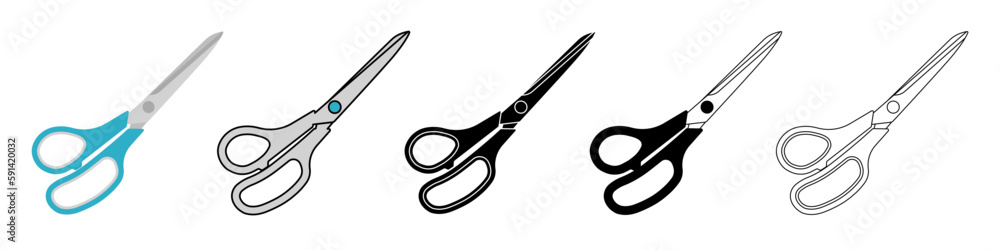 Scissors icons set. Isolated cutting scissors. Pictogram of scissor ...